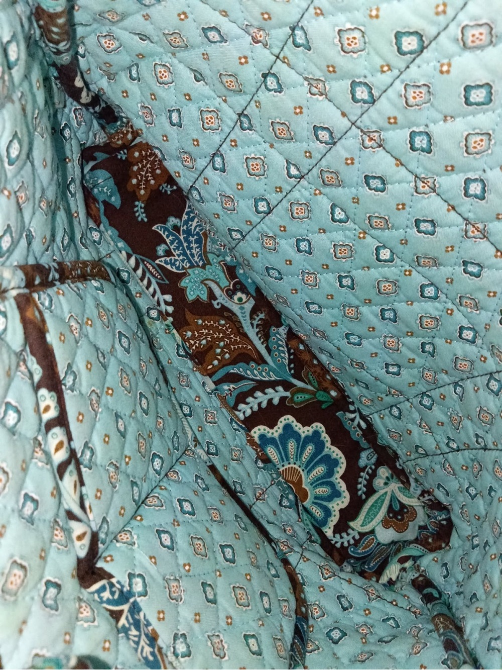 Vera Bradley Brown and Teal Paisley Quilted Tote - Picture 3 of 3